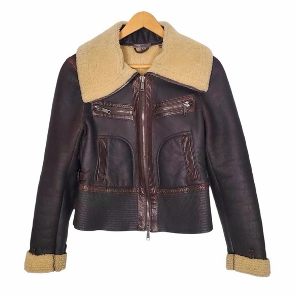 Vince leather shearling Pilot jacket M